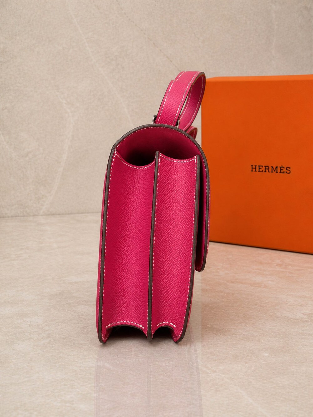 Hermes Constance Crossbody in Rose Extreme Epsom with Goatskin Lining - Picture 3 of 5